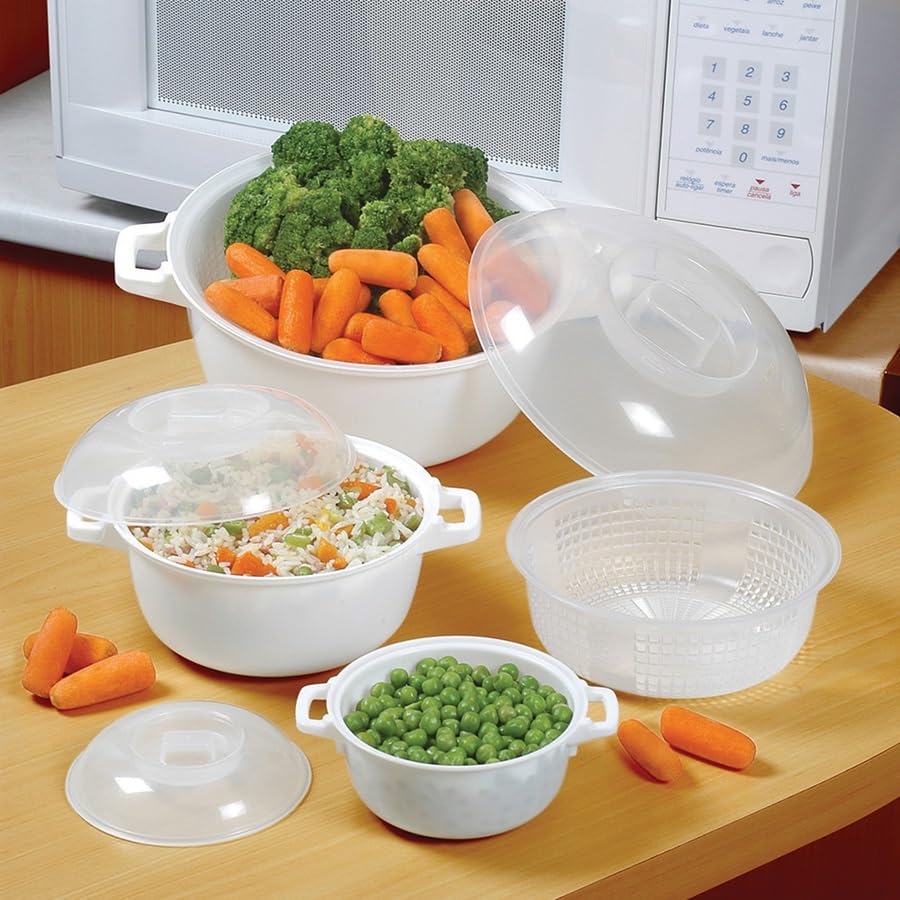 F Fityle - Cuiseur Vapeur Micro-Ondes En PP Alimentaire, Grande Capacité Avec Poignées, Pour Légumes, Riz, Raviolis, Œufs