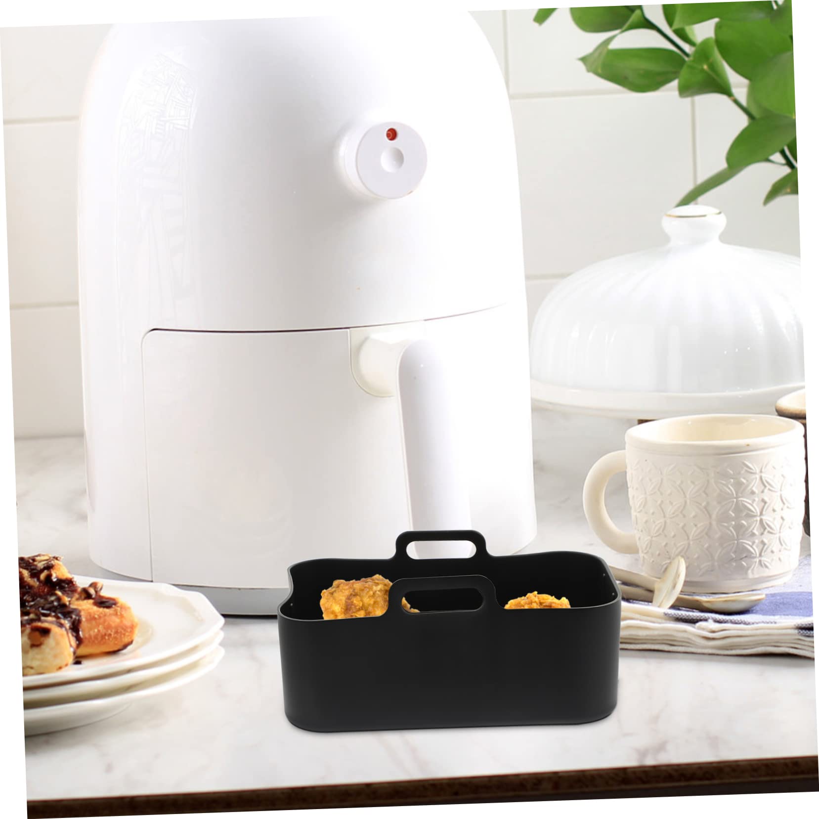 MAGICLULU 2St Friteuse Silikonmatte sofortig Backmatten für die Küche silikonmatte für heißluftfritteuse backform airfryer Backunterlage für die Küche Air Fryer Innenpolster Kieselgel Black