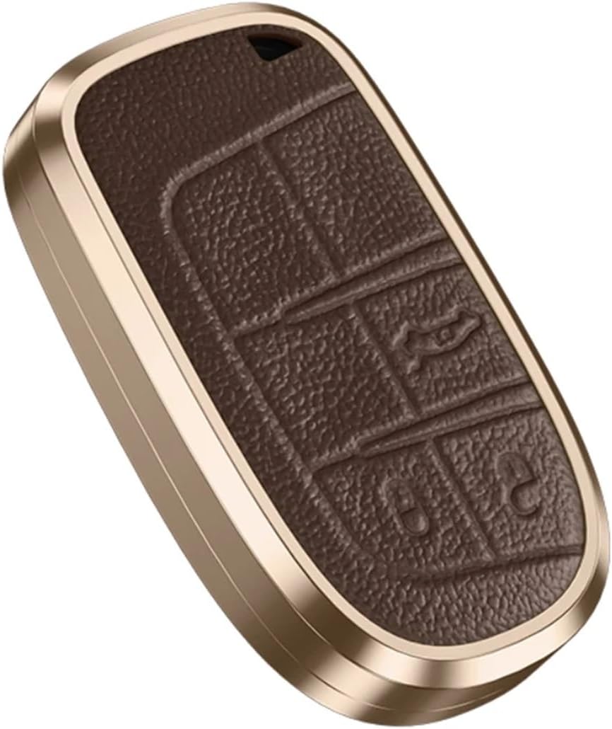 Car Key Case Cover Shell Fob Compatible for Jeep Grand Cherokee WK2 KL Wrangler JK(Brown)