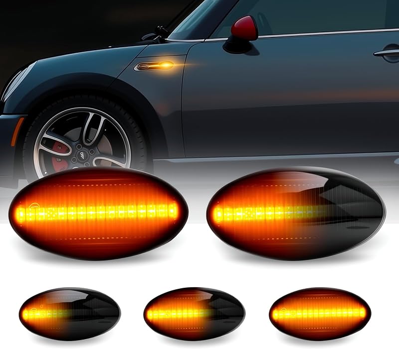 Luzes de posição laterais LED D-Lumina com lente fumê para MINI Cooper R50 R52 R53 2002–2006 – Par