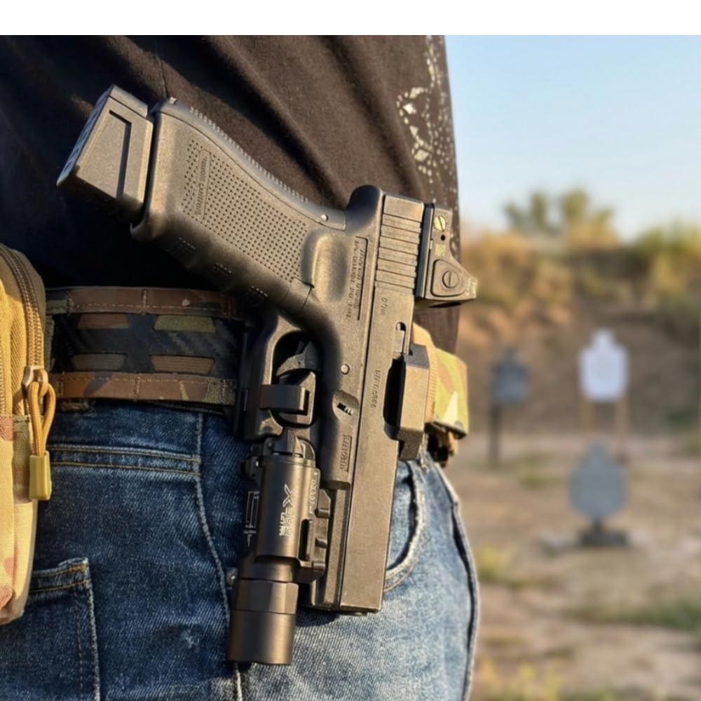 Viking Funda de Pistola Glock, Holster Glock 17 18 22 31 47, Compatible Tokyo Marui We KJW Umarex, para Diestros o Zurdos, Sujeción de Cinturón hasta 50mm de Ancho, Airsoft