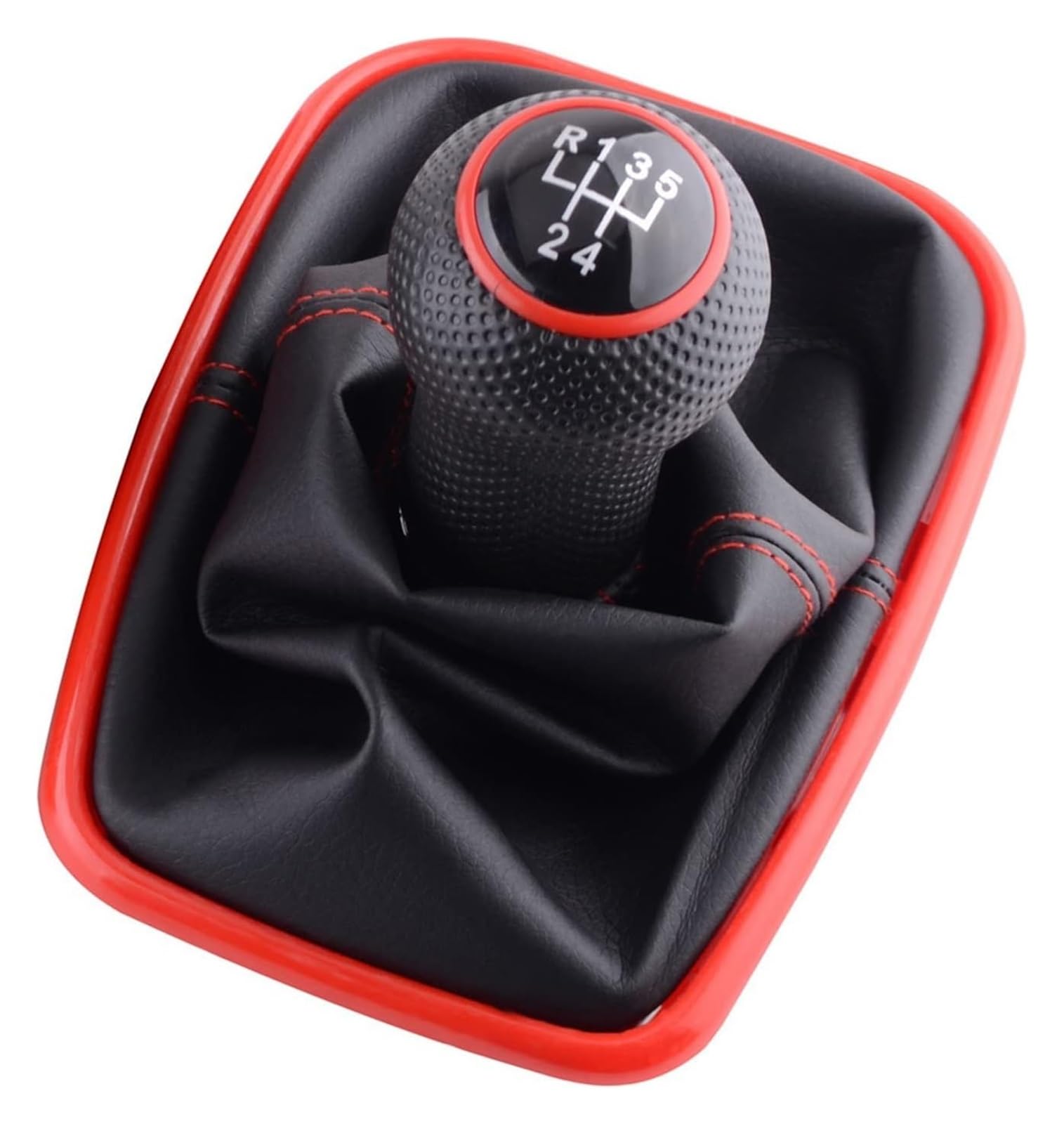 Utongmu Red Manual Gear Shift Knob For Vw For Golf 4 Iv Mk4 Gti R32 For Bora For Jetta Mt 5 Speed Gear Shift Knob Lever Shifter Gaitor Boot Pu Leather(Red)