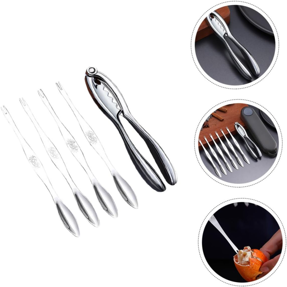 Seafood Tool Set Stainless Steel Crab Opener Lobster Claw Shrimp Peeler for Home Restaurant