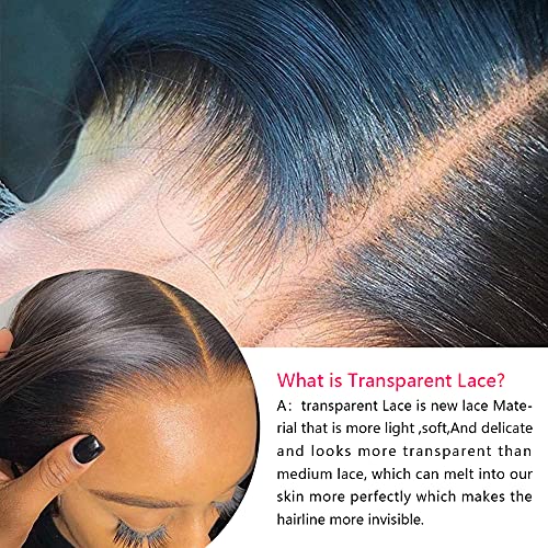 Lace Front Wigs Human Hair Straight 13X4 Transparent Lace Frontal Wigs For Black Women Human Hair 150% Density Pre Plucked With Baby Hair Brazilian Virgin Hair Full And Thick Natural Color 24Inch #TOP6