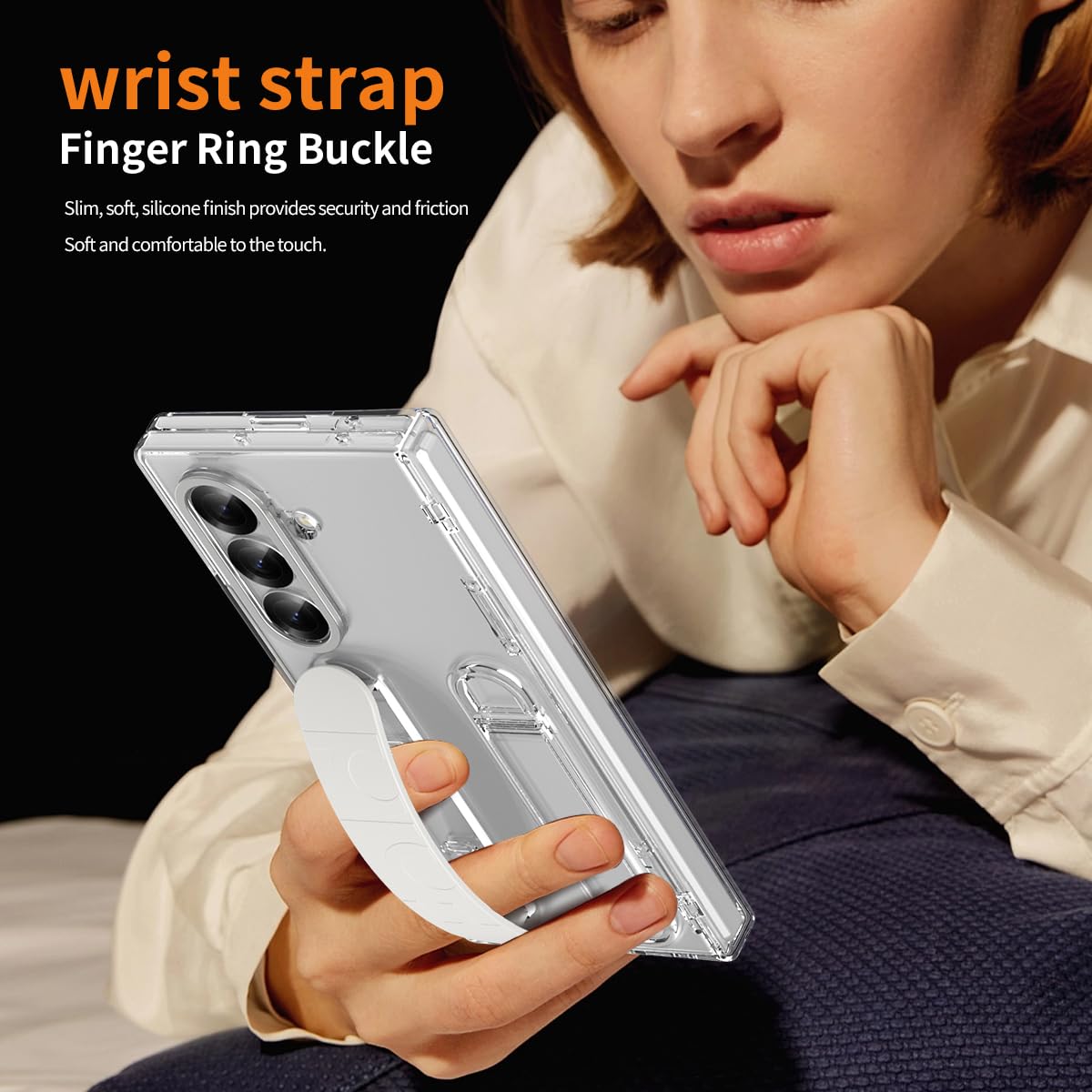Coque pour Samsung Galaxy Z Fold 7 avec protecteur d'écran intégré/Boucle à bague pour les doigts/Protection des charnières/Support avec pied et protection contre les chocs - Étui souple antidérapant