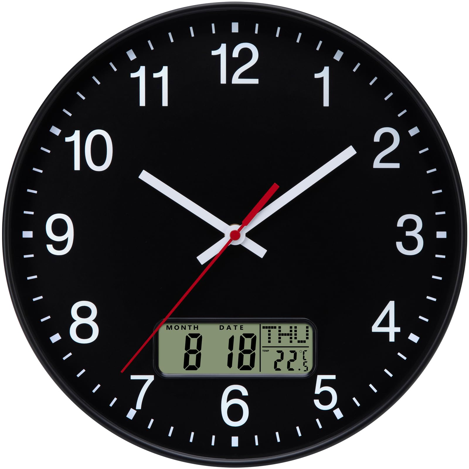 VIVILINEN Orologio da Parete Moderno Con Temperatura e Calendario, Orologio da Muro Silenzioso a Batteria Senza Ticchettio Decorativo per Soggiorno, Cucina, Camera da letto, 30cm