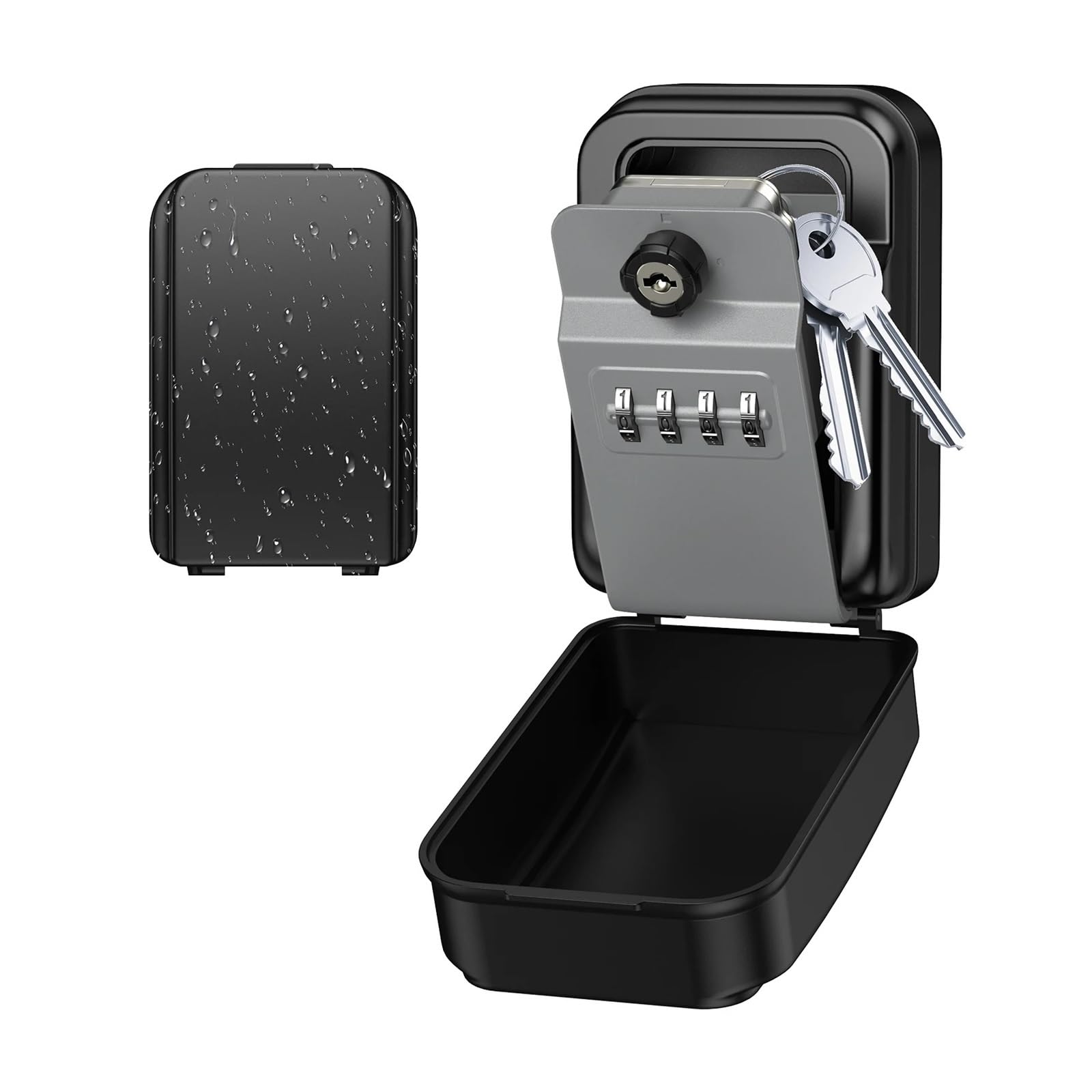 Caja fuerte para llaves al aire libre, montaje en pared, 4 dígitos, impermeable, con 1 llave para uso doméstico y llave segura Sto Solut