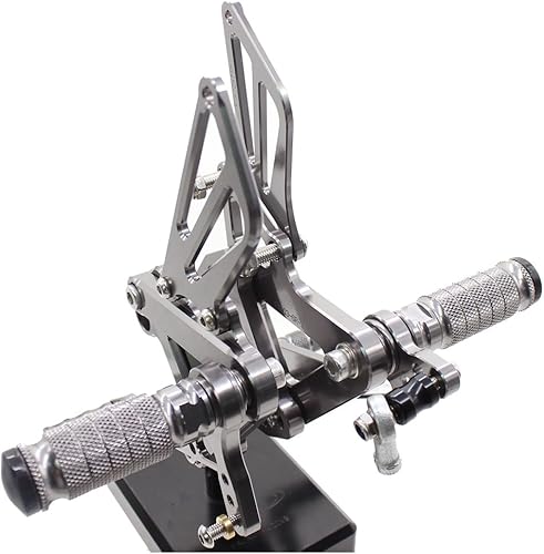 Miniatura 2 de Krace Juego de estriberas para motocicleta, reposapiés, pedales de cambio de freno, totalmente ajustables, apto para Kawasaki Ninja ZX6R ZX9R Gris