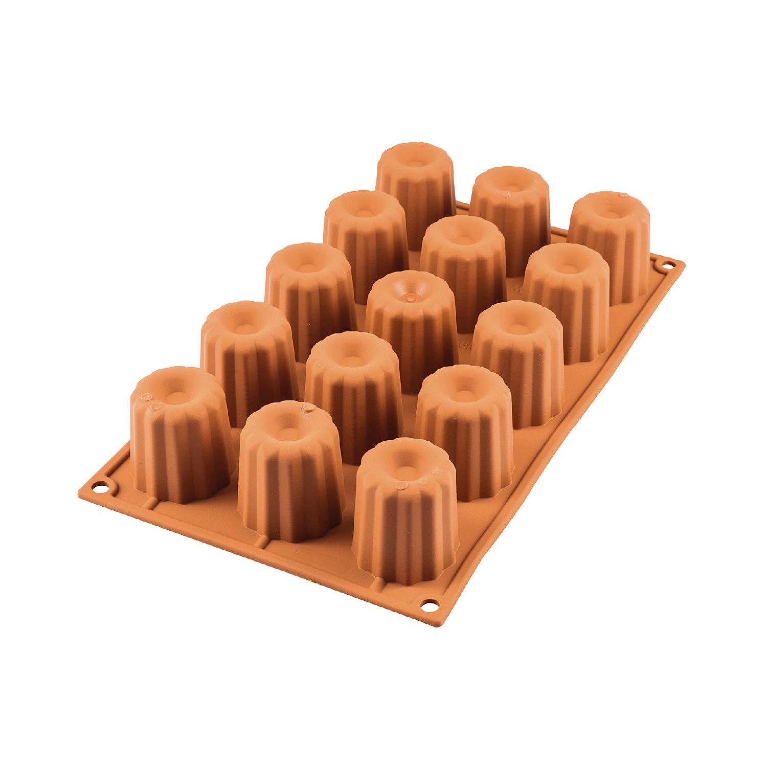 silikomart | SF059 Silicone Mould for MIDI CANNELÈ Monoportions, Non-Stick, 15 Cavities, Pack of 1 Cake Mould, Ø 45 h 45 mm, Made in Italy
