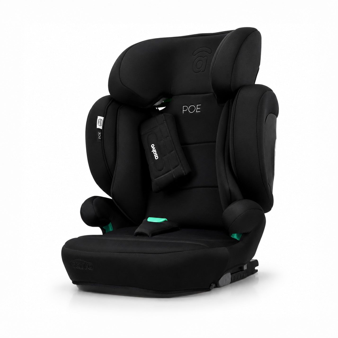 Silla de coche i-Size Isofix 100-150 cm | Homologada ECE R129, protección lateral y cervical, reposacabezas 21 cm, respaldo plegable, alas abatibles | Poe Fix Negra Asalvo
