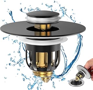 Universal Bathroom Sink Stopper, Pop Up Sink Stopper with Basket Hair Catcher, Anti Clogging Sink Drain Filter for 1.06"-1.65" Drain Holes