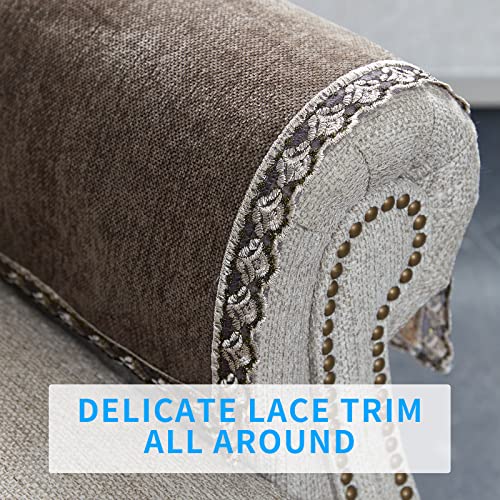 Minjiatex Couch Arm Covers,Non-Slip Lace Sofa Arm Covers Set Of 2 Washable Sofa Armrests Covers For Living Room Recliner Chair Arm Covers Protectors For Leather Sofa Armrest Slipcover (Hzw-Brown) #TOP1