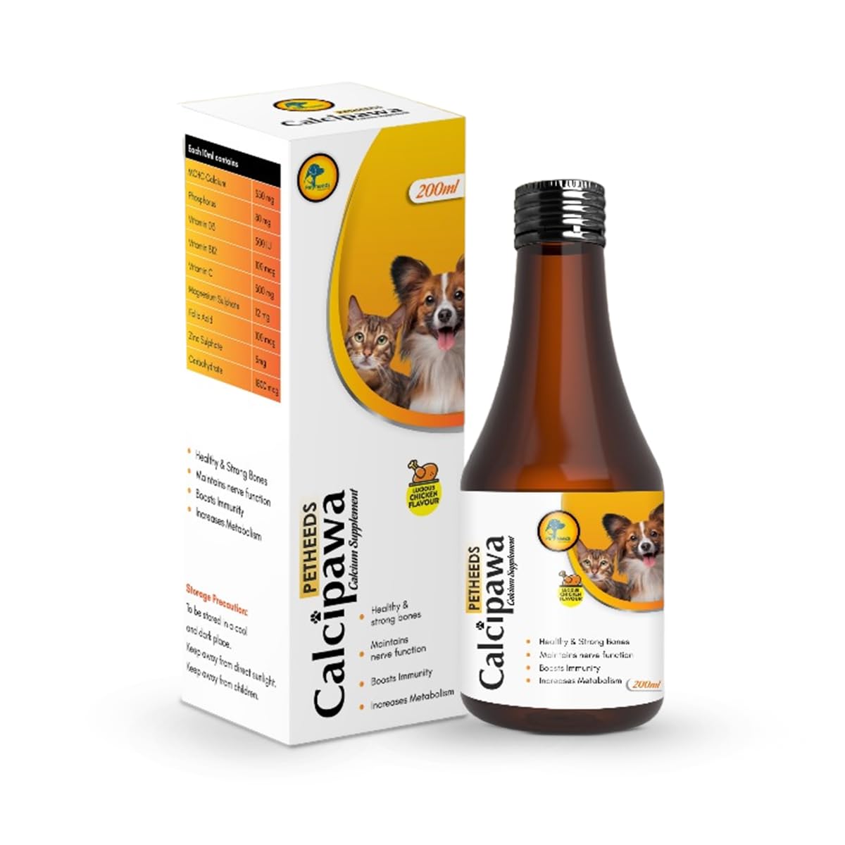 PETHEEDS Calcipawa Calcium Syrup for Dogs and Cats | Tonic to Supports Bone Health & Immune System with Calcium, Vitamin D3, B12, C, Folic Acid, Zinc Sulphate, Magnesium Sulphate, Carbohydrate, 200ml (B0CRRTMNN8) Amazon Price History, Amazon Price Tracker