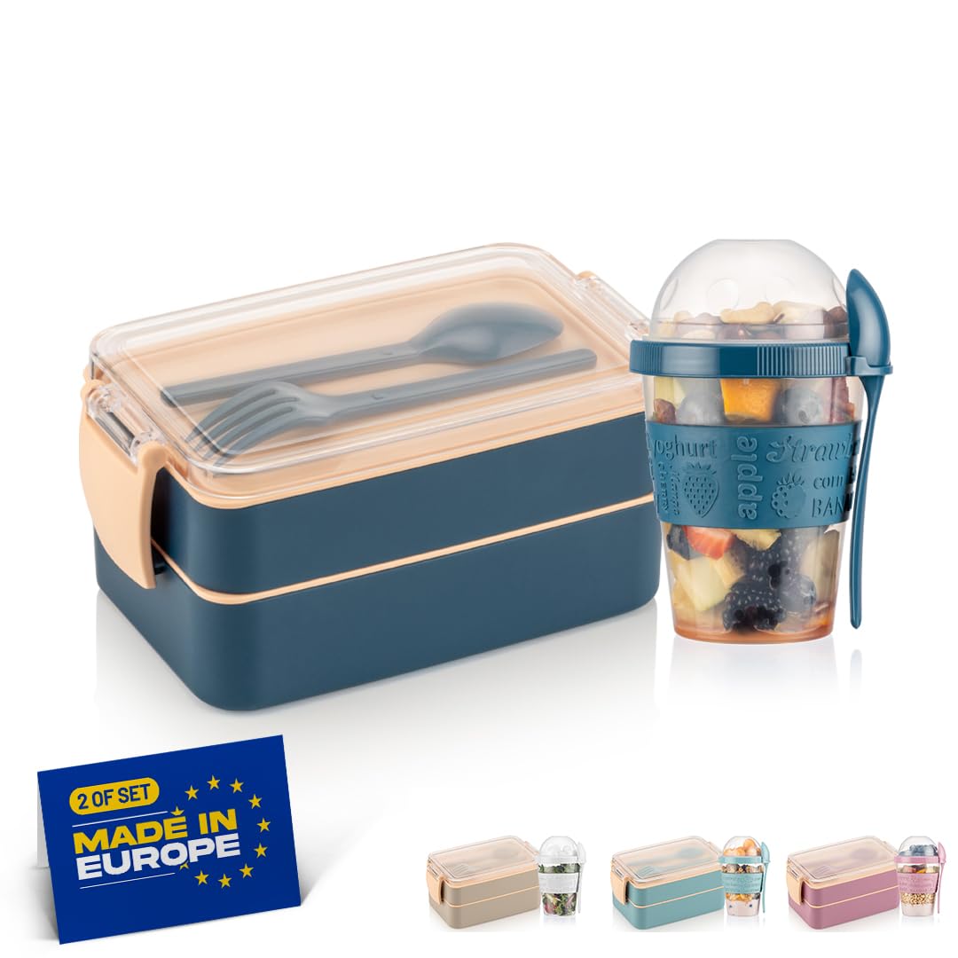 Bento Box Antigoccia Portapranzo Bento Caperci 1400ml - Contenitore Impilabile Con Scomparti Per Scuola E Ufficio Portapranzo Scomparti - 5