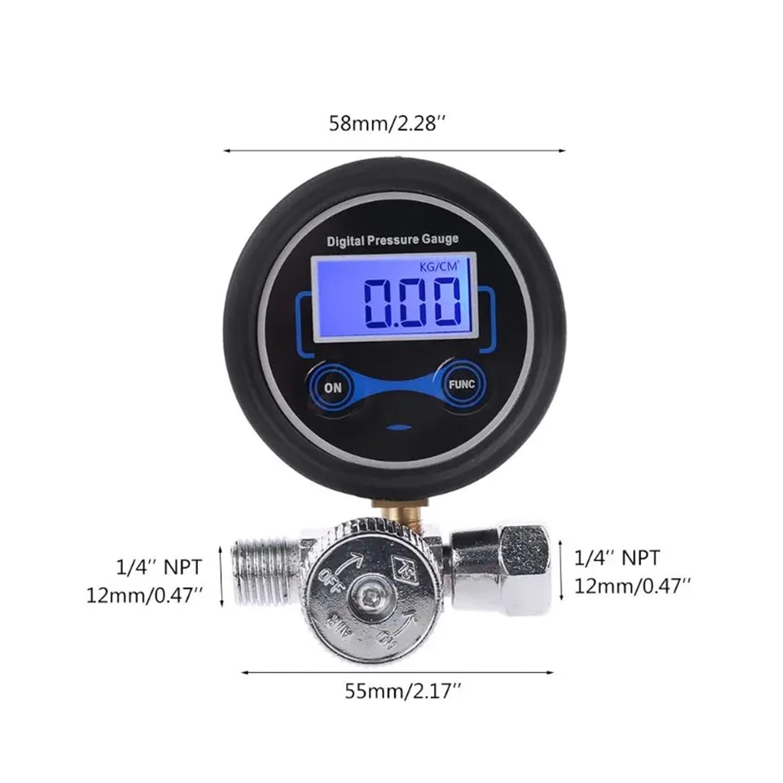Regulator ciśnienia, 2 Szt. Przełącznik Ciśnienia, Cyfrowy Zawór Sterujący Manometrem Regulatora Powietrza 1/4 "200PSI Do Pistoletu Natryskowego,dla sprężarki powietrza