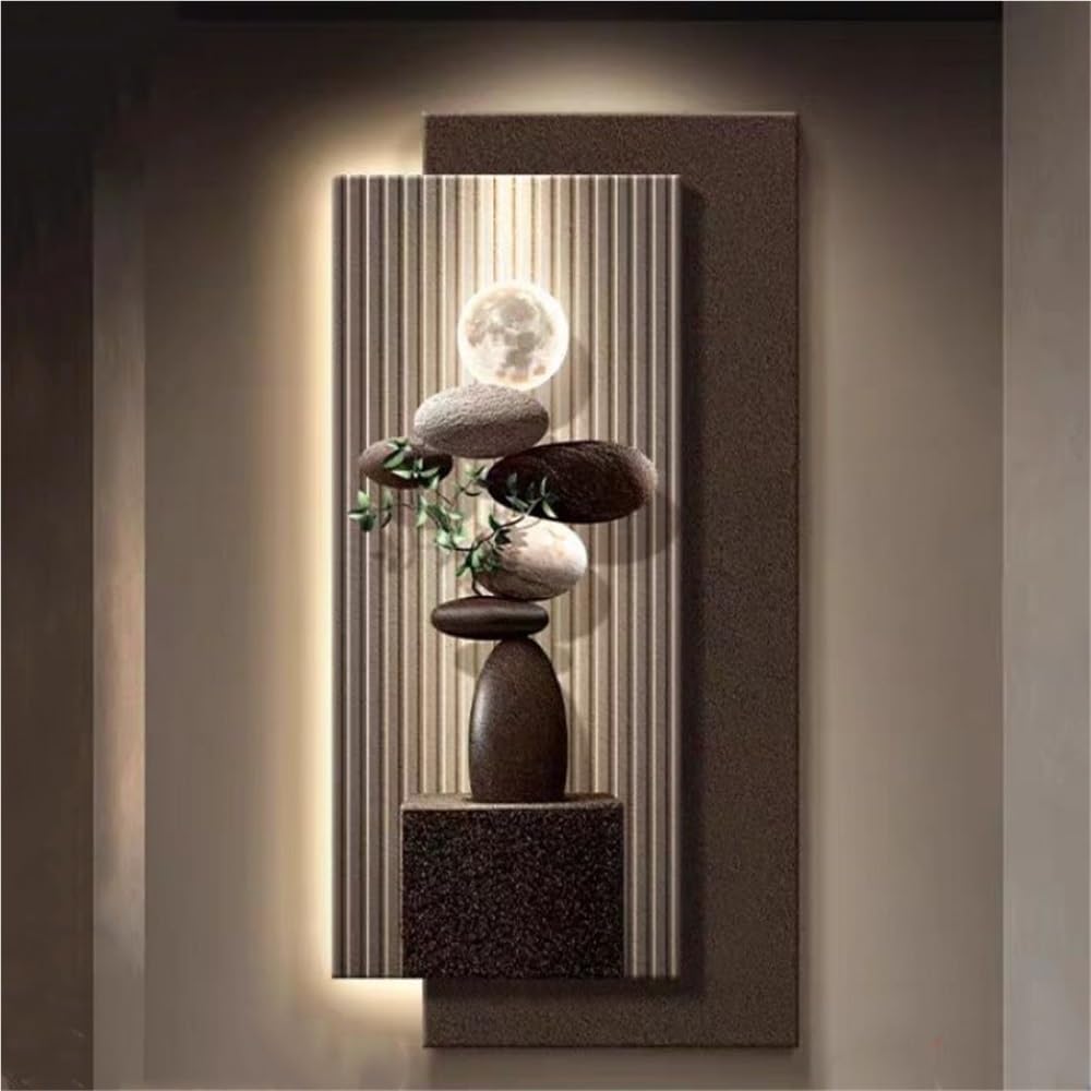 Syluoqp B 3D Wall Art Decor With Led Light, 3D Vision Wall Painting, Stylish Wall Sculpture Painting Decoration, Plug-In Power Supply Landscape Wall Sculptures For Living Room, Edroom,,80 * 40Cm