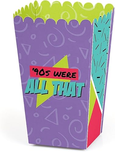 90's Throwback - Cajas de palomitas de maíz para fiestas de los años 90, juego de 12