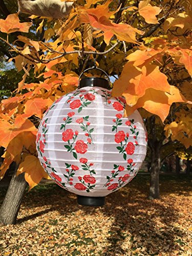 Solar Rose Flower Soji 10" Lantern Lights , Solar Power Led Decorative Garden Lamp #TOP4