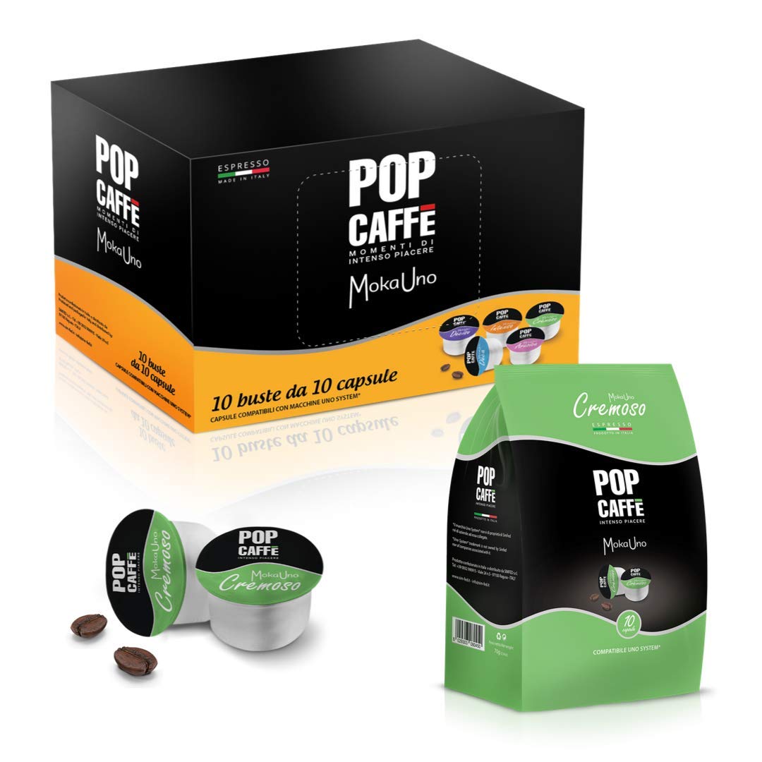 400 CAPSULE POP CAFFE' MOKA-UNO 2 CREMOSO COMPATIBILI UNO SYSTEM ILLY KIMBO