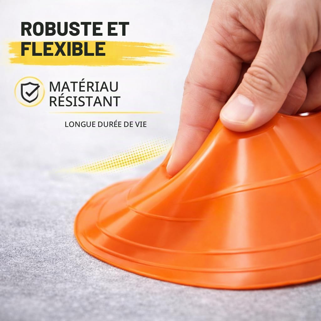 Cônes de marquage Slalom pour football, athlétisme - Accessoires d'entraînement et accessoires de football