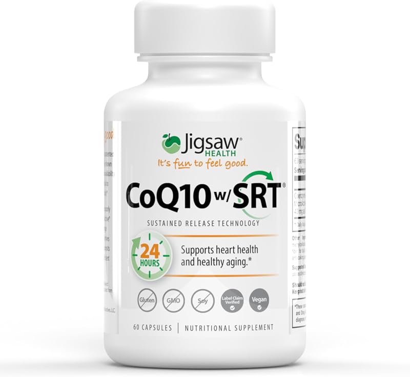 Jigsaw Health CoQ10 con SRT | Apoyo a la salud del corazón | con tecnología de liberación sostenida | 60 Cápsulas
