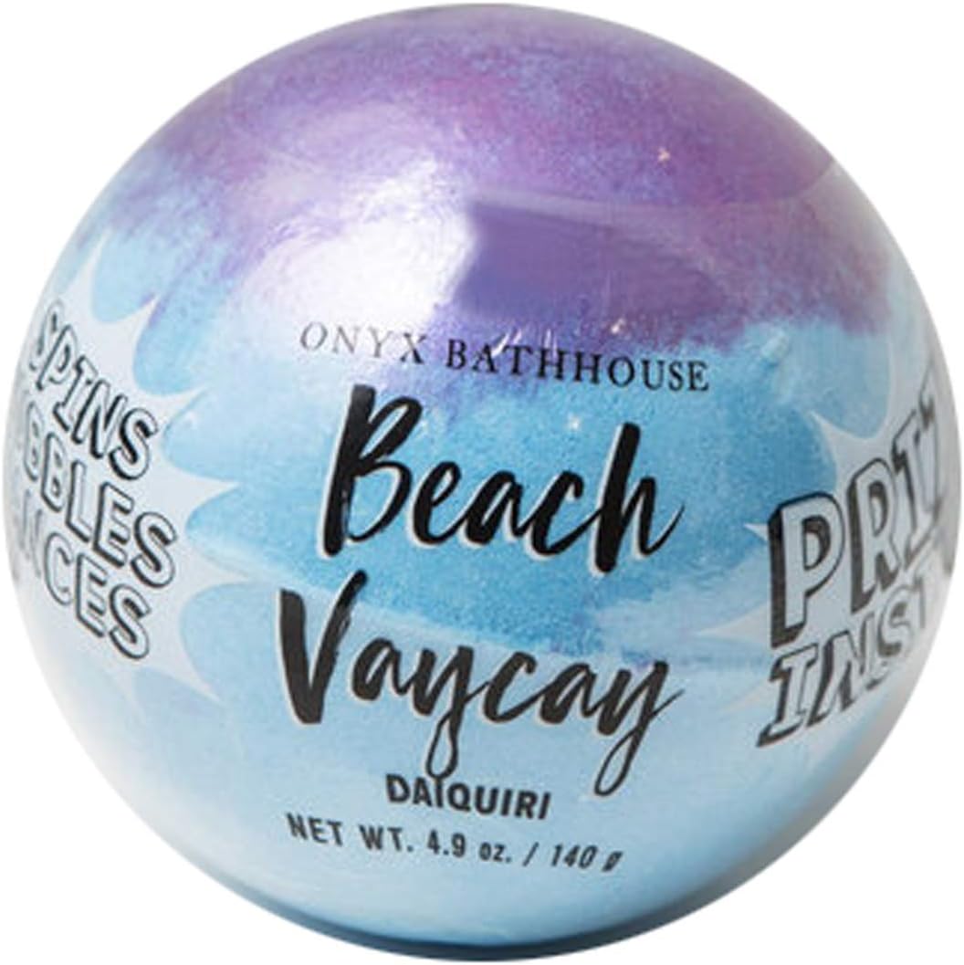 Onyx Bathhouse Beach Vaycay Bath Bombs 4.9 Oz! Fresh Island Daiquiri Scented Bath Bomb! Adult Surprise Bath Bombs! Bright Pink Bath Bomb With Prize Inside! Choose Your Bath Bomb! (Beach Vaycay)