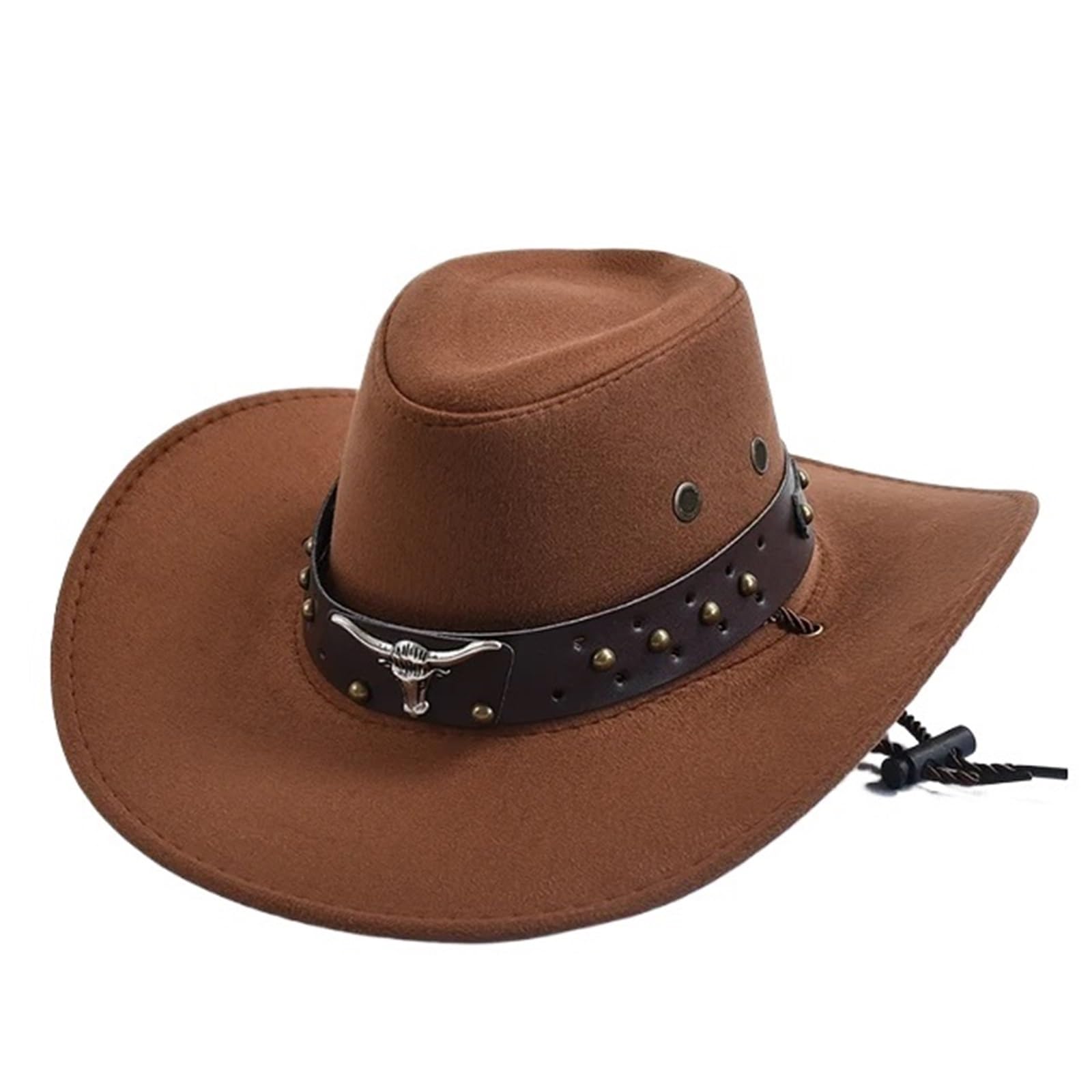 vrfvsdasAAS cowboy hat, Cowboy Hat Artificial Suede Western Hats Vintage Cowgirl Jazz Holidays Party Cosplay(Brown)
