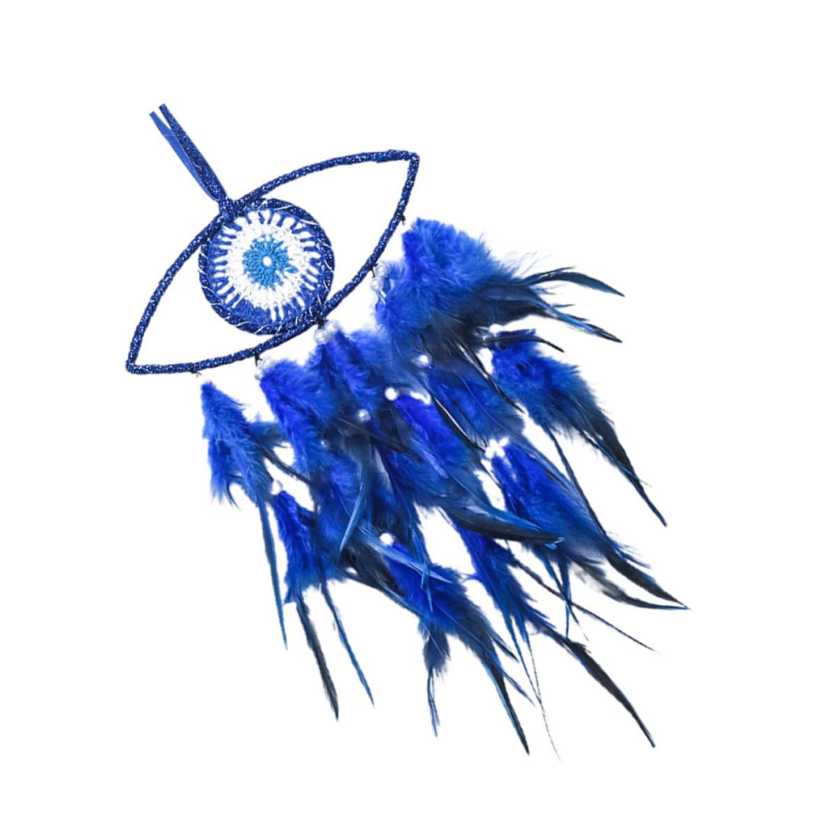 Abaodam 4 Piezas Atrapasueños Colgante de Mal de Ojo Plumas y Hierro Azul, Decoración para Colgar Pared Adecuado Decoración del Hogar Diseño Único y Cordón
