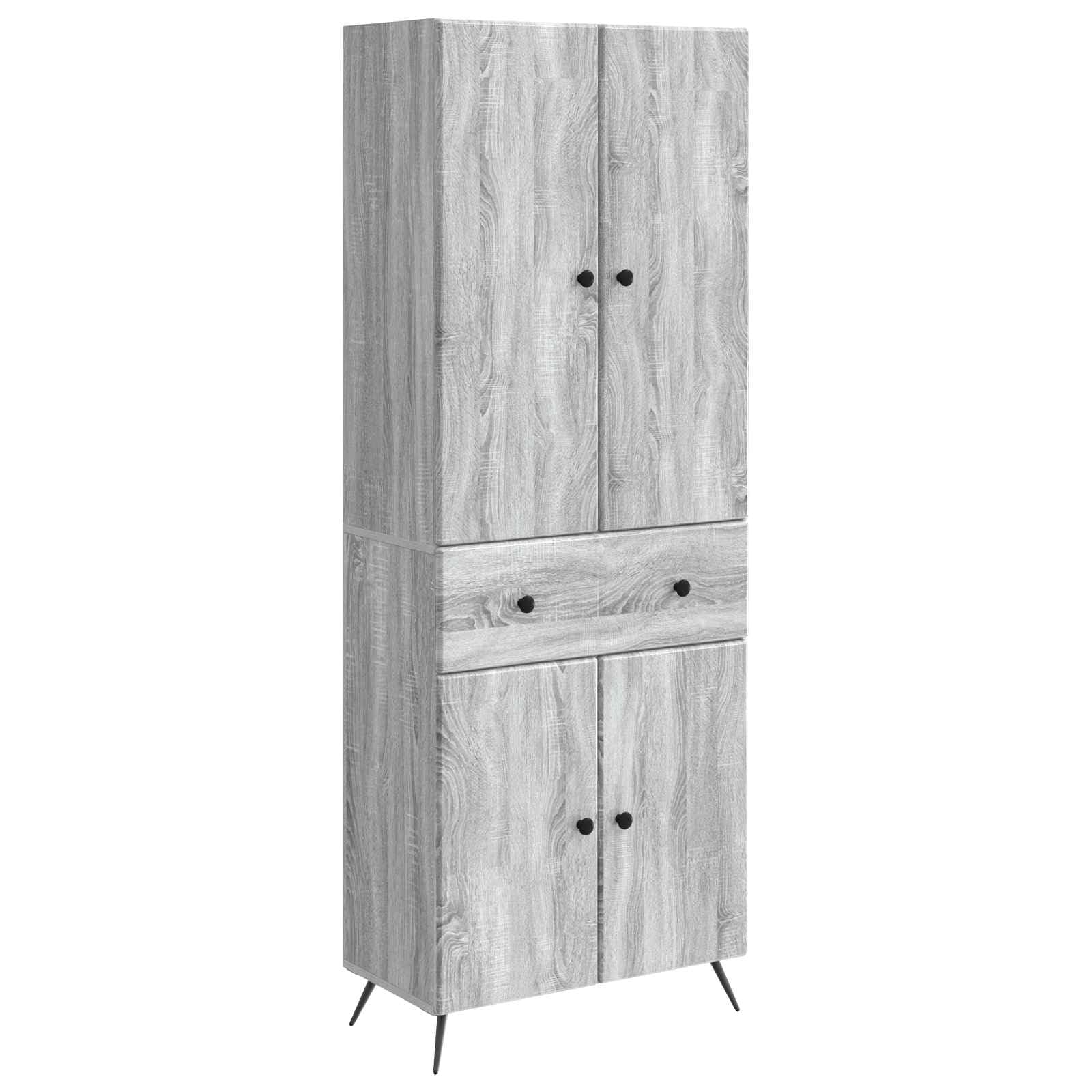Meuble Rangement 2 Pcs Sonoma Gris avec Porte