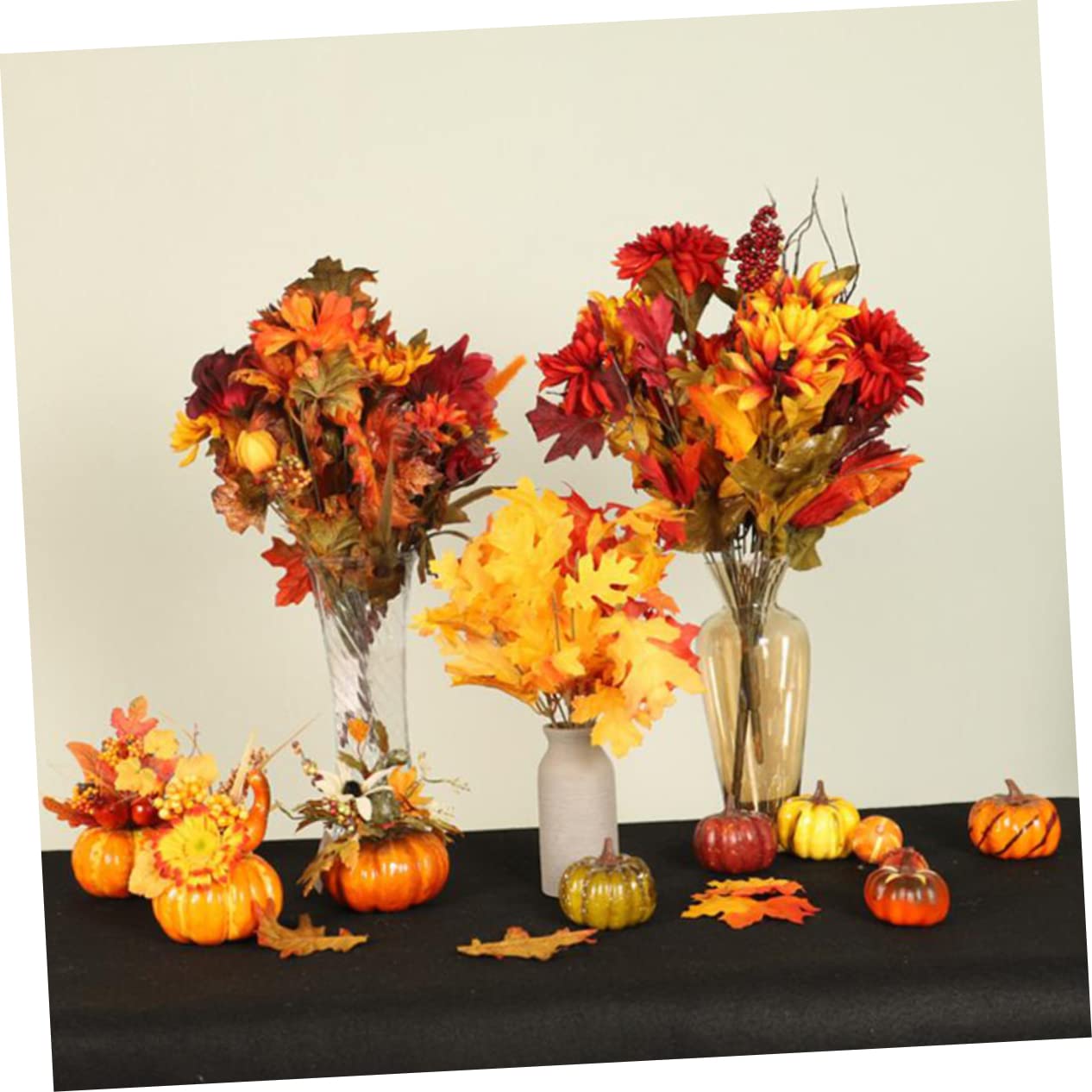 Cabilock 2 Set Di Decorazioni Autunnali Per Halloween Decorazioni Artificiali Zucche Finte Foglie Dacero Oggetti Di Scena Decorativi Per La Casa 2 Pezzi*2