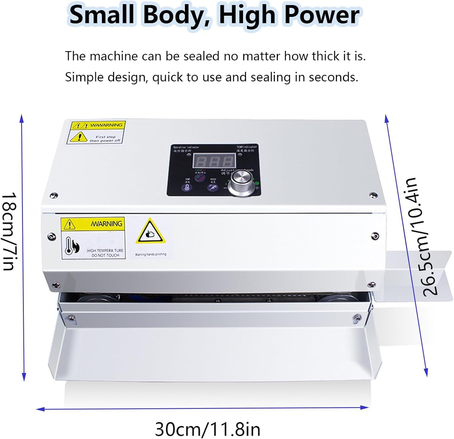Sellador térmico comercial, máquina automática de sellado continuo de bolsas de calor, temperatura y velocidad ajustables, bolsa horizontal resistente