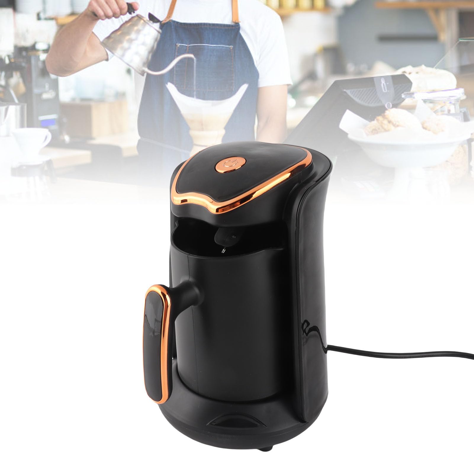 Türkische Kaffeemaschine, 600 W, 4 Tassen, Tragbare Kaffeemaschine mit Überlaufschutz und Akustischem Alarm, für den Heimgebrauch (EU-Stecker 220 V)