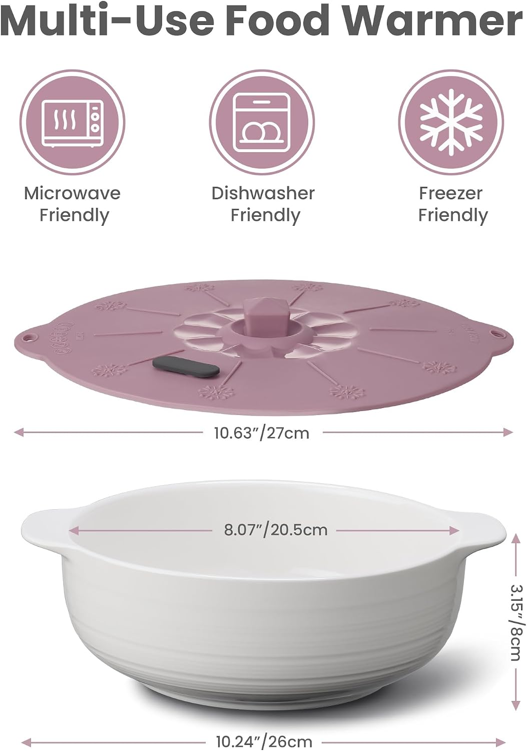 NiHome Ceramic Tortilla Warmer 8.07 Inch - Microwave & Oven Safe, Large Capacity with Locking Lid & Dual Heat-Resistant Handles, Multi-Functional Food Keeper for Tortillas, Pancakes, and Bread