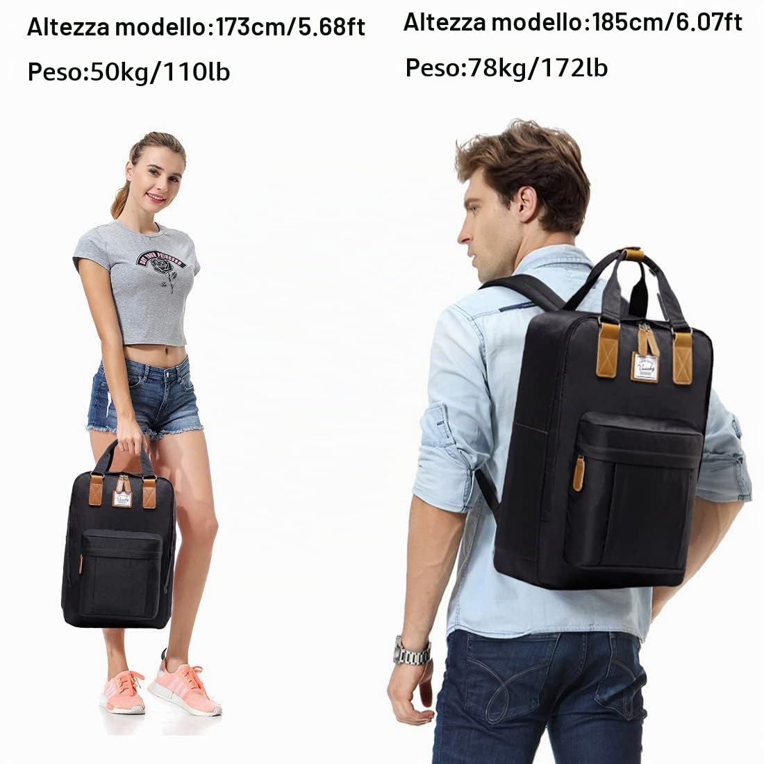 VASCHY Zaino porta PC, Zaino Donna Zaino PC 15.6 Pollici Zaino Scuola Zaino Lavoro Donna Zaino Uomo Vintage Zaino da Viaggio Antifurto Donna Zaino Università Trekking