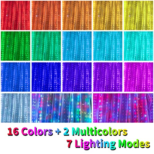 16 Colors Changing Curtain Lights - 250 Led 9.8 X 8.8 Ft Fairy String Lights, 7 Modes Twinkle Lights With Remote, Backdrop Wall Hanging Dripping Lights For Bedroom Backyard Halloween Christmas Decor #TOP1