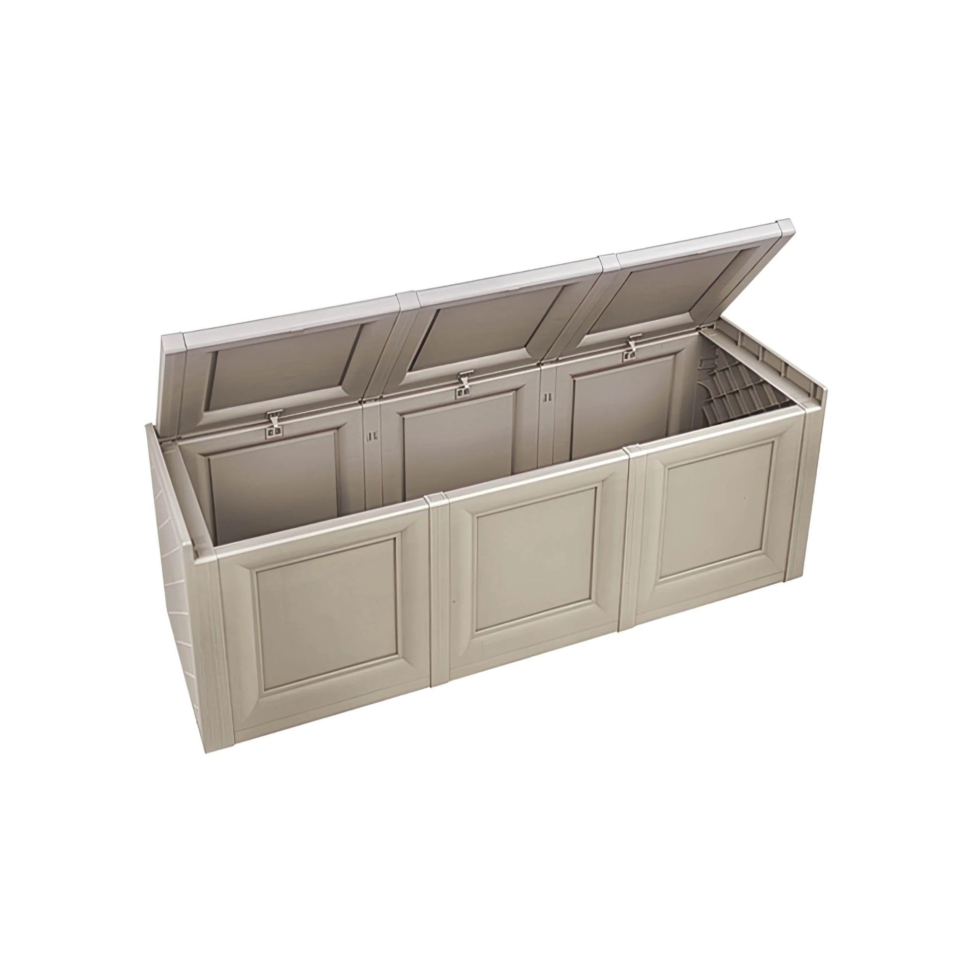 Baule Contenitore in Plastica 125 x 40 x 42 cm – Cassapanca Salvaspazio per Balcone, Terrazzo e Ambienti Esterni Coperti (Taupe)