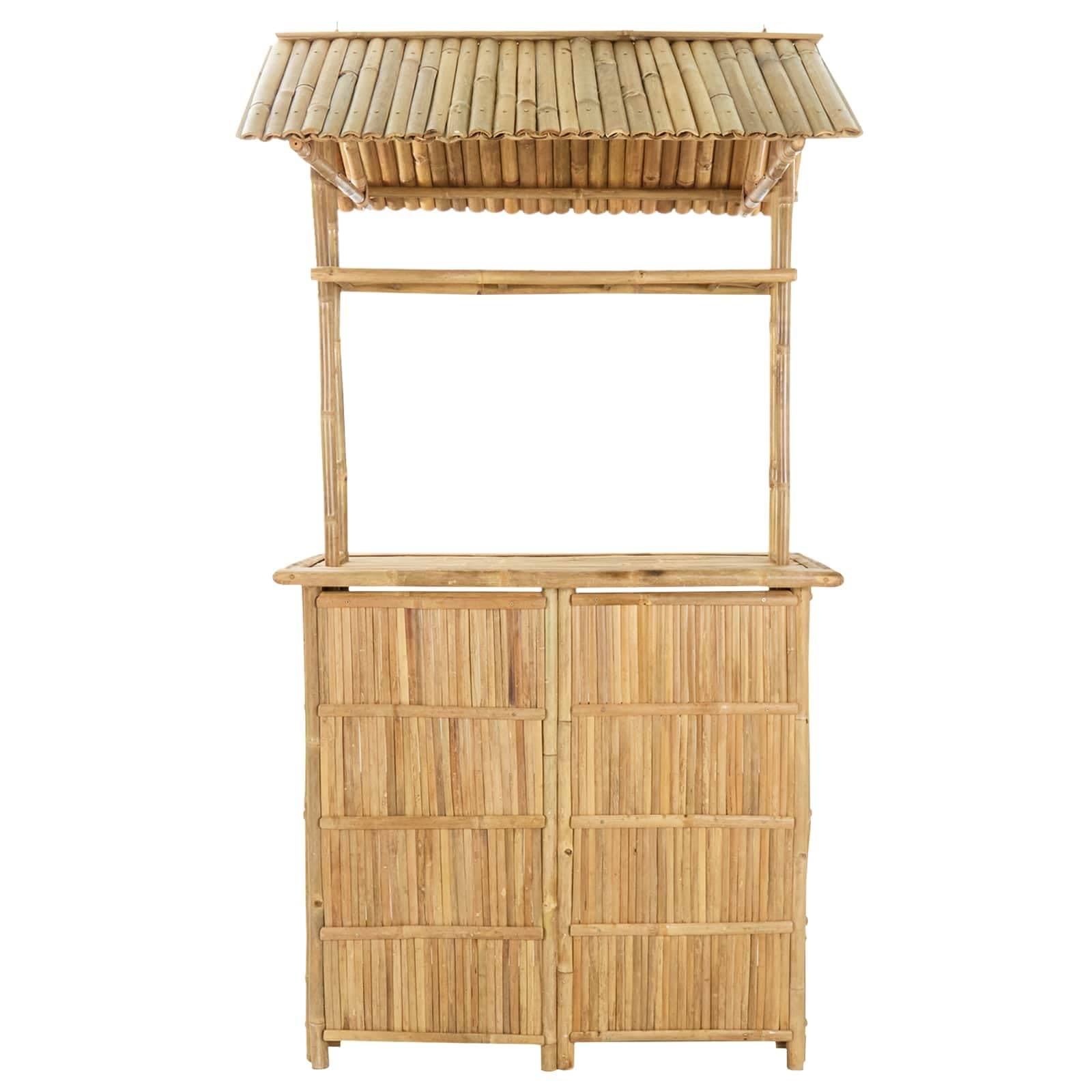 vidaXL Outdoor Bartisch Natur 115 x 95 x 214 cm Bambus, Stylischer Bar-Tisch, robust für Sommerpartys, Gartenfest, umweltfreundliches Design, minimalistisch und chic