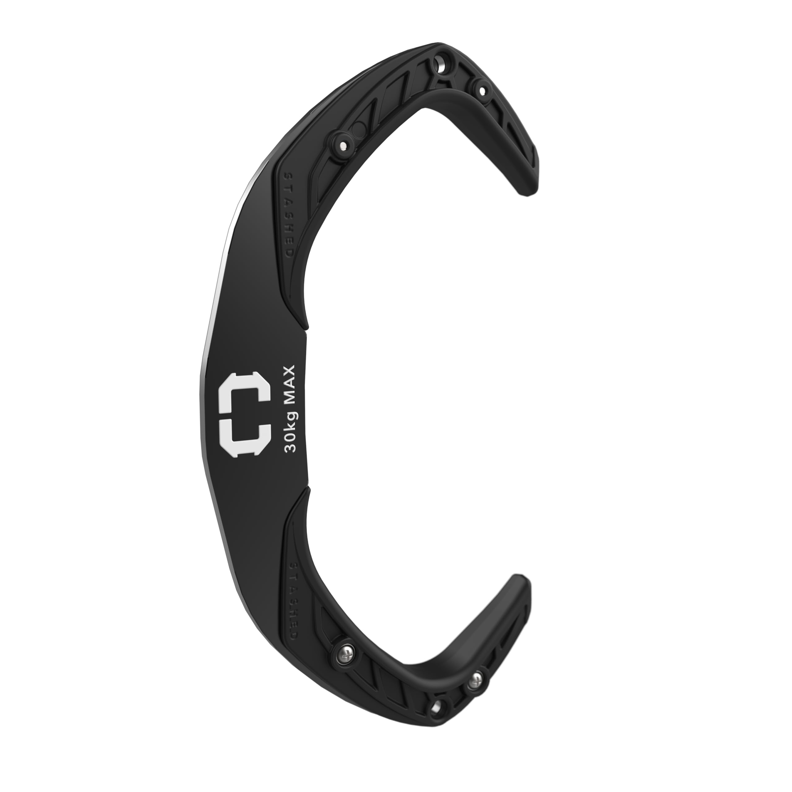 Stashed Black Double?Hook Bike & Wheel Hanger (Black) — Aerospace?Grade Aluminum, 30?Kg Load Capacity, Scratch?Safe Polymer Covers (Up To 3? Tyres)