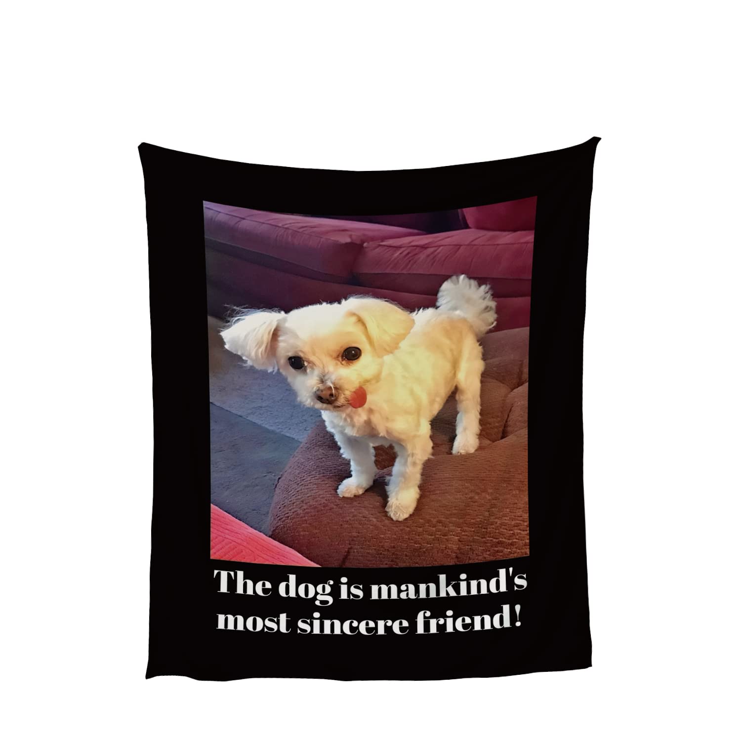 EshineArt Custom Blanket with Photos Text Customized Blanket Personalized Flannel Throw Blankets for Dogs Kids Birthday Christmas Halloween Valentines Day Gift (1 Photo, 48X32inch)