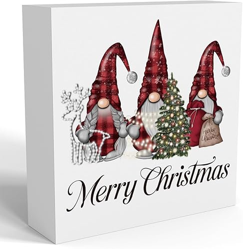 Decoraciones de Navidad, gnomos de Navidad para interiores, letrero de árbol de Navidad con purpurina roja, regalo para mujeres amigas, letrero de