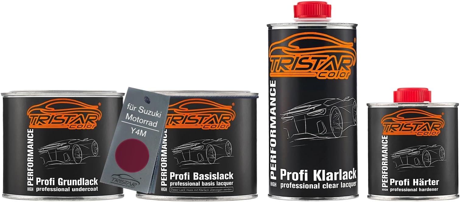 TRISTARcolor Motorcycle paint Set can ready for spraying for Suzuki Motorrad Y4M Violet Bordeaux Metallic under + base coat + 2K clear coat 1.75l