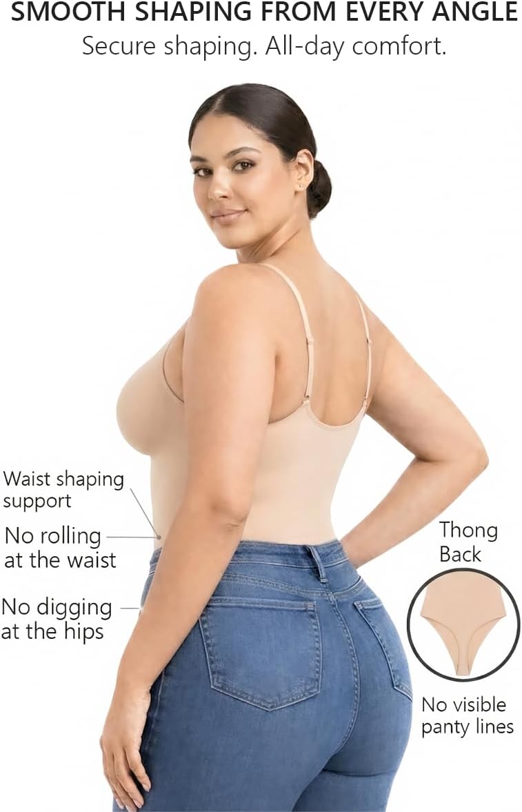 Women's Shapewear Bodysuit - Tummy Control Seamless Waist Sculpting Body Shaper - Thong Body Suit - Image 3