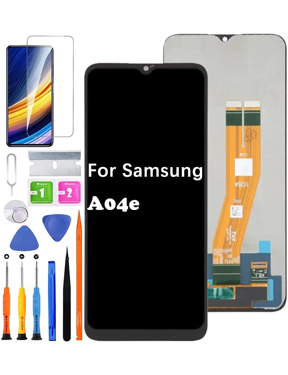 Screen Replacement for Samsung Galaxy A04e A042F A042F/DS A042M A042M/DS LCD Display Touch Digitizer Assembly + Tools