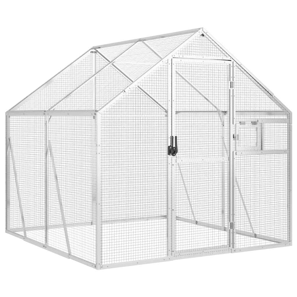 Voliere, Vogelvoliere mit Wire Mesh Grids, Vogelkäfig für Außenbereich, Vogelhaus Papageienkäfig Papageienvoliere,Silber,1.79 x 2 x 1.85 m