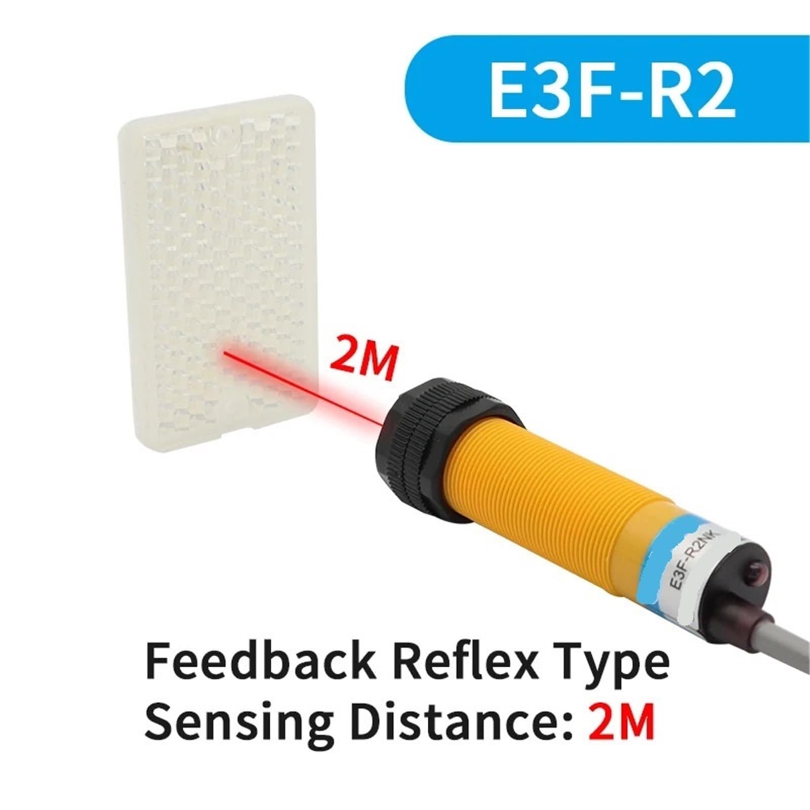 1 sztuka E3F M18 10 cm 30 cm 2M 5M, detekcja optyczna, rozproszone odbicie, czujnik odblaskowy, regulowany przełącznik (E3F-R2, NPN NC)