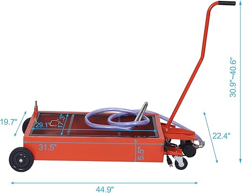 Miniatura 9 de Henf Bandeja de drenaje de aceite con bomba eléctrica, escurridor de aceite portátil de perfil bajo para camión, bandejas de aceite con mango en L y