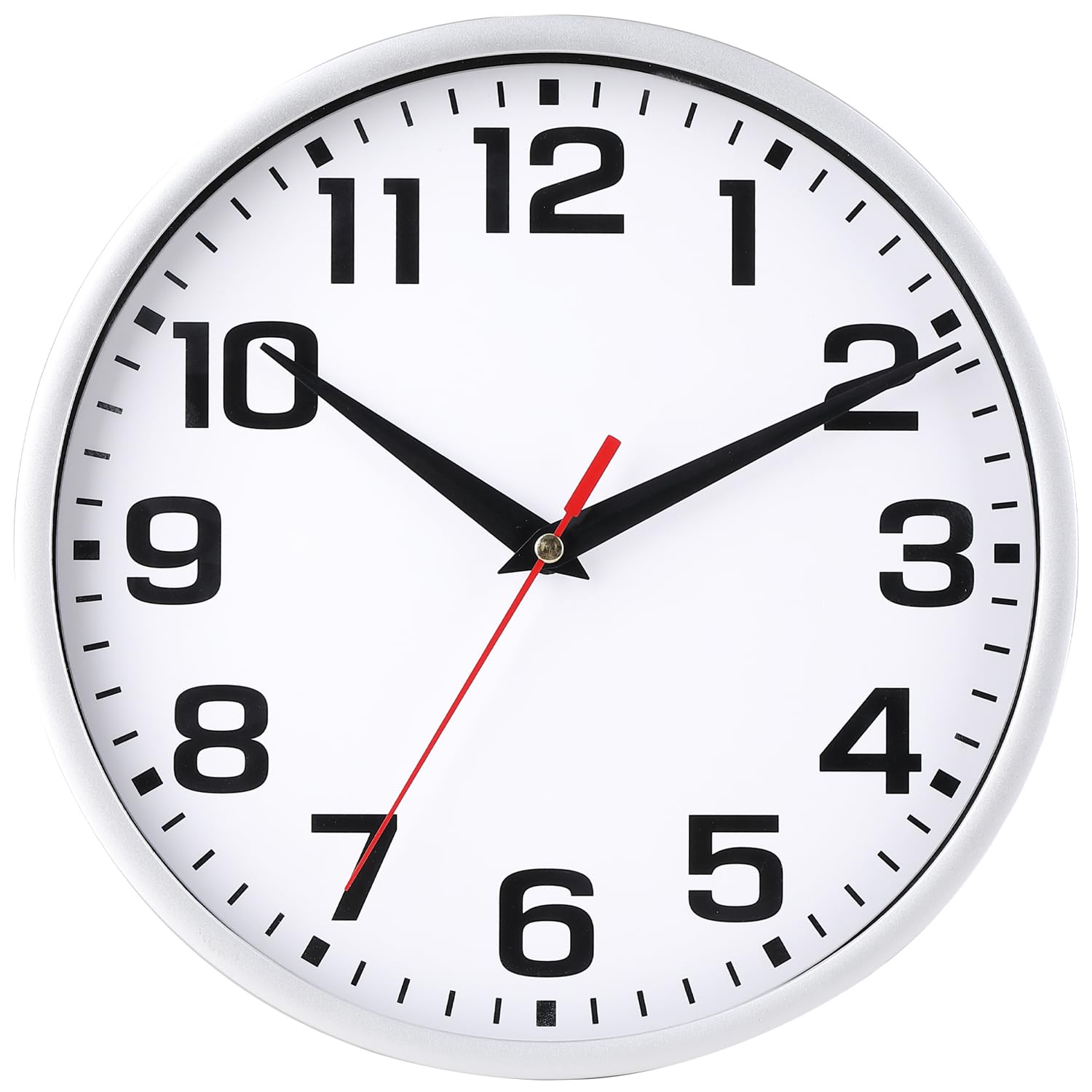 EMITDOOG Wall Clock Modern Kitchen Small Silent Analog Round Simple Quiet Quartz Black Wall Clocks Battery Operated Non Ticking for Bathroom Office Garage School