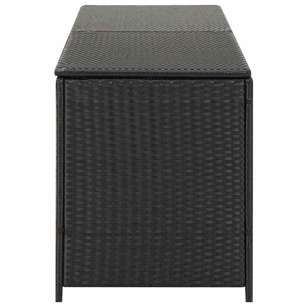 Gartenbox Poly Rattan Auflagenbox 200x50x60 cm Schwarz mit Gasdruckfeder, wetterfest, wasserdicht, stabiler Stahlrahmen, großer Stauraum für Balkon Terrasse Outdoor