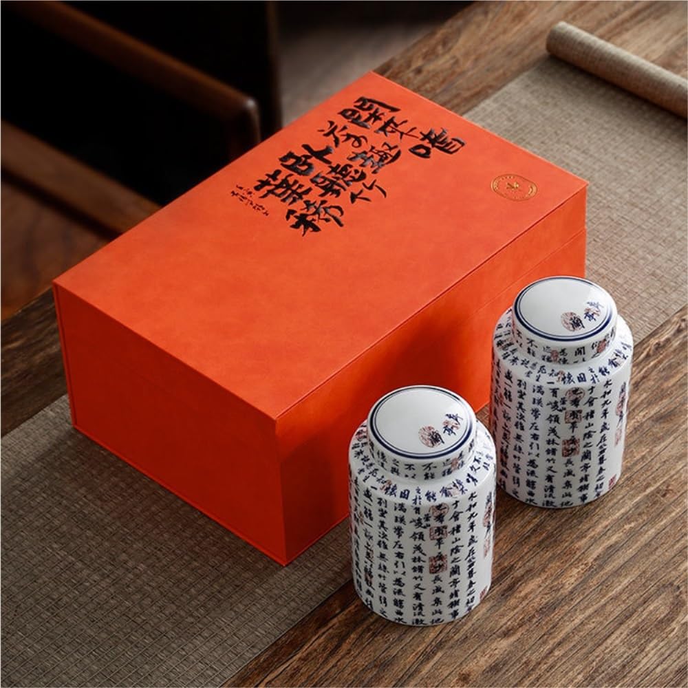 Set Da Tè Contenitore for la conservazione del tè retrò dipinto a mano creativo Barattolo in ceramica sigillato Set da tè Barattolo doppio Set di scatole regalo Barattolo vuoto Barattolo Per Conservar