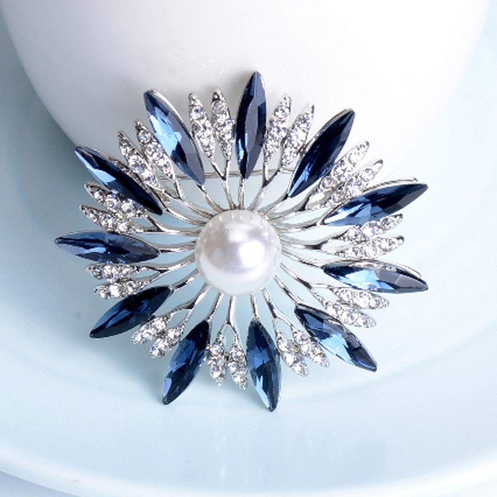 Broche Broche de Flor de Diamante, Broche de Diamantes de imitación de Cristal, joyería Vestido Bufanda Chal Clip